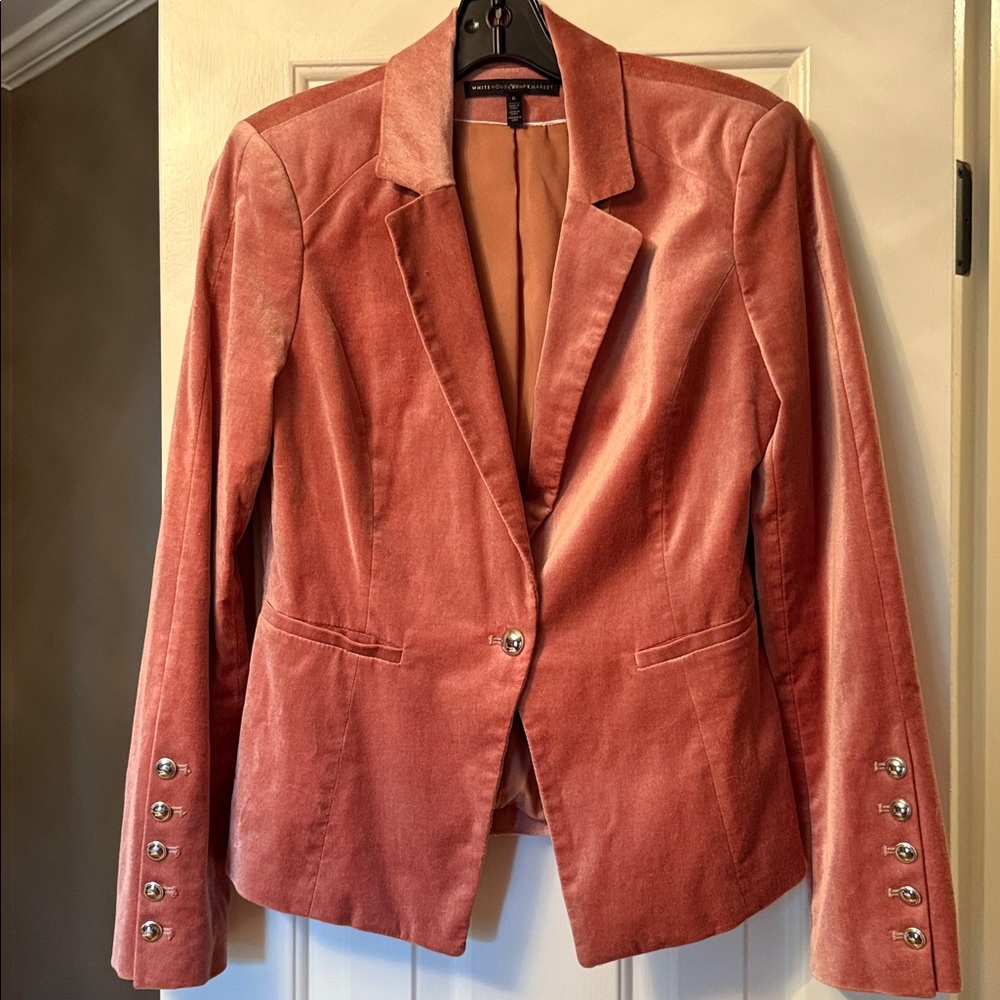 Velvet Blazer with Silver Button Accents from WHBM